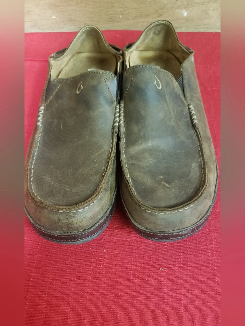 Olukià Moloà Mens Antiqued Leather Convertible Moccasin Style 10.5